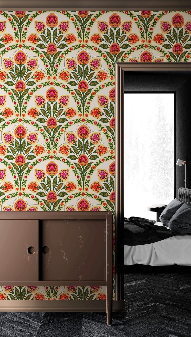 wallpaper art deco red unpasted for woman bedroom