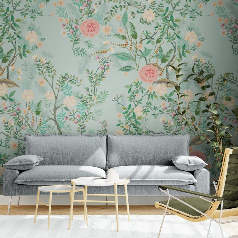 asian botanical wallpaper floral