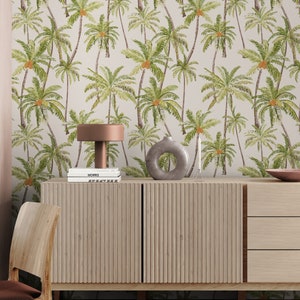 Beige Tropical Trees Wallpaper