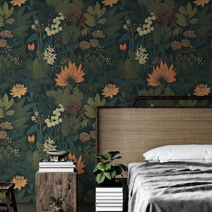 Orange Floral Wallpaper Dark