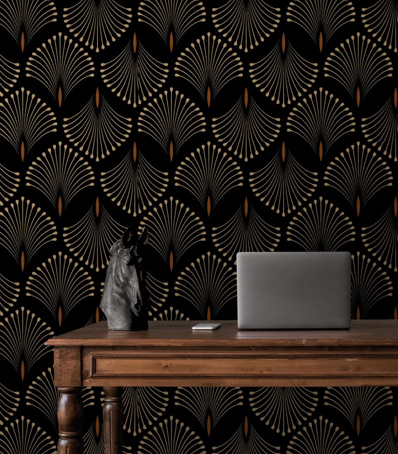 Art Deco Wallpaper Peel and Stick Dark