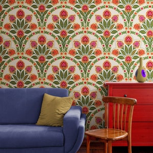 red fan art deco wallpaper for bedroom