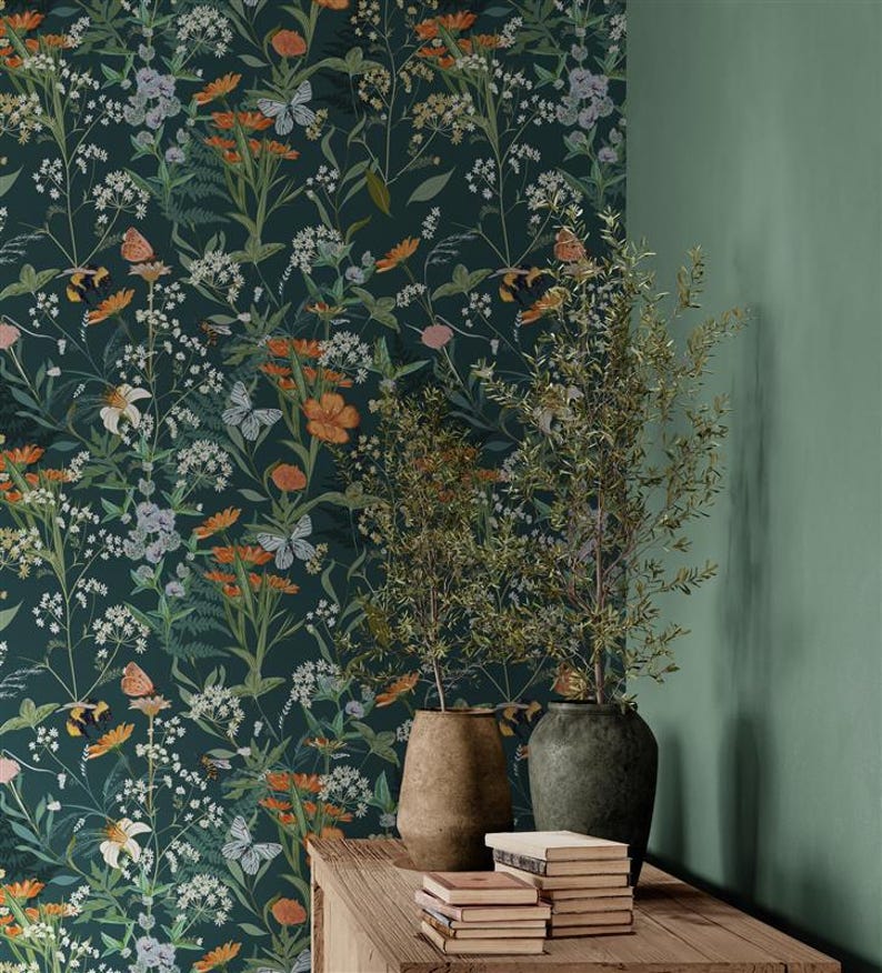 Botanical Wallpaper Wildflowers Bedroom