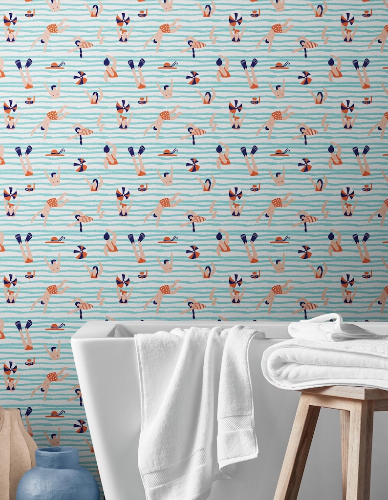 blue sea summer wallpaper tropic retro sport mural
