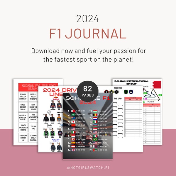 Formula 1 Journal, Grey | Digital F1 Journal | F1 Gift | F1 Diary | Formula 1