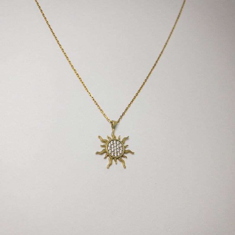 14K Gold Gilded Sun Jewelry Sunshine Necklace Mother's Day Gift Etsy