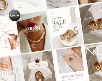 Luxe sieraden Instagram-sjablonen, canvas voor sieraden, socialemediabundel