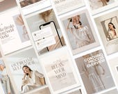 Mega Coaching Templates Neutral Instagram Bundle | Minimalist Beige Aesthetic for Coaches Canva Template