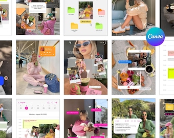 Modne kolorowe szablony na Instagram dla systemu iOS Core, pakiet UGC Canva dla twórców treści, SMM i influencerów