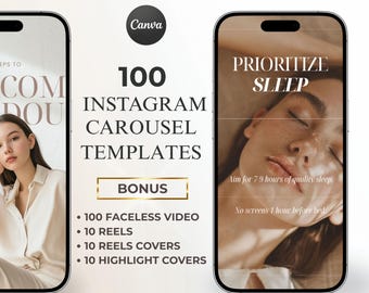 Canva Instagram Carousel Templates – Coach Content, Faceless Videos (Digital Download)