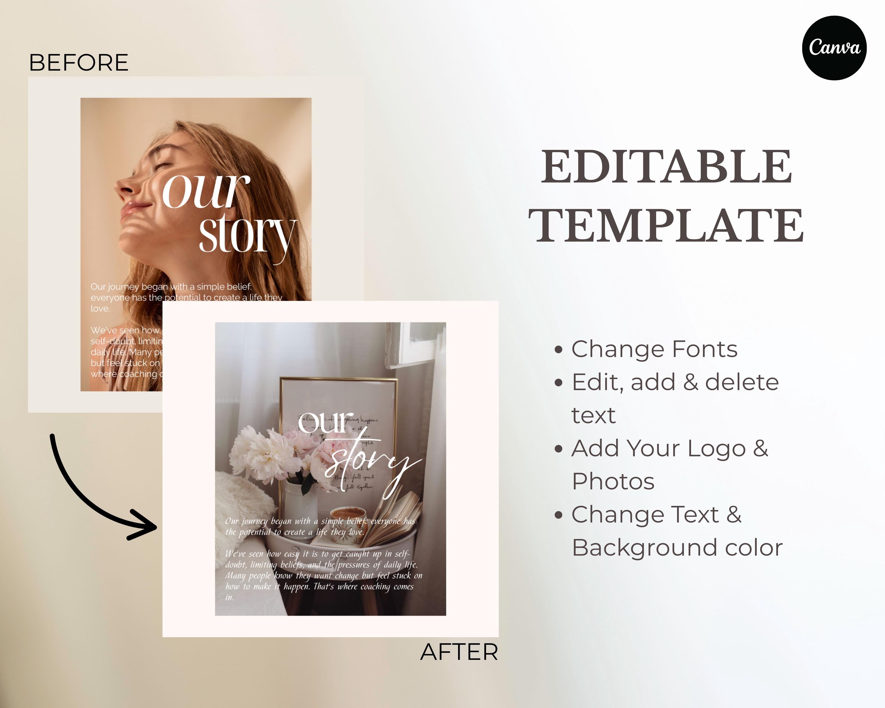 Trendy Coaching Instagram Template, Canva Post and Story Templates for ...