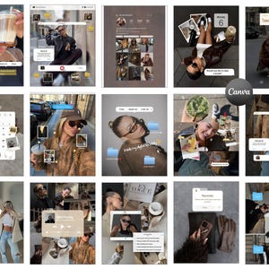 May include: A collection of lifestyle images with a modern aesthetic. The images include a person with a coffee drink, a calendar, and digital interface mockups. The overall theme is stylish, with a focus on visual content and a contemporary feel.