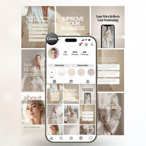 Plantillas de Instagram para coaches de negocios de lujo / Publicaciones en Canva, listas de verificación y contenido de redes sociales en tendencia