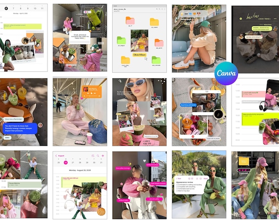 Trendy iOS Core Colorful Instagram Templates, UGC Canva Pack for Content Creators, SMM & Influencers