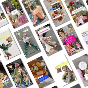 May include: A collage of various social media posts and images, featuring people, food, and drinks. The images include text bubbles, food arrangements, and people in various outfits. The color palette is bright and modern, with a focus on lifestyle and fashion.