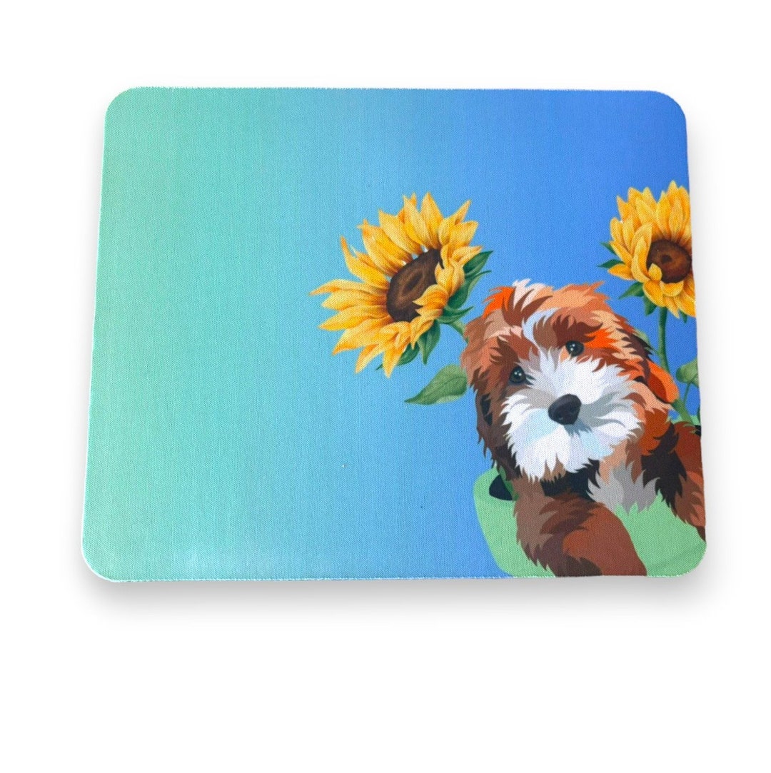 Hand Drawn Cockapoo in A Sunflower Plant Pot Mouse Mat - Etsy
