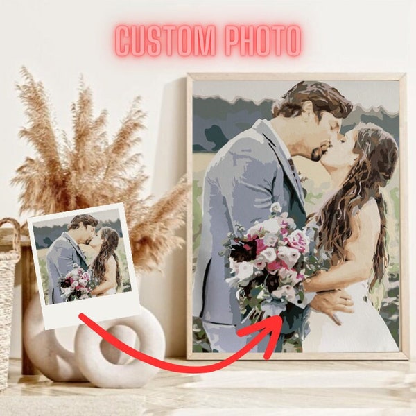 Pintura personalizada por números para parejas - Pintura personalizada por números - Regalo de aniversario - Idea de cita nocturna - Pinte la foto de su pareja