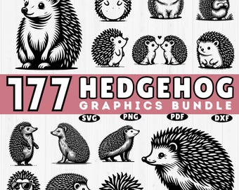 177 Hedgehog SVG Bundle: Cute Woodland Animal Clipart, Forest Cut Files (Commercial Use)