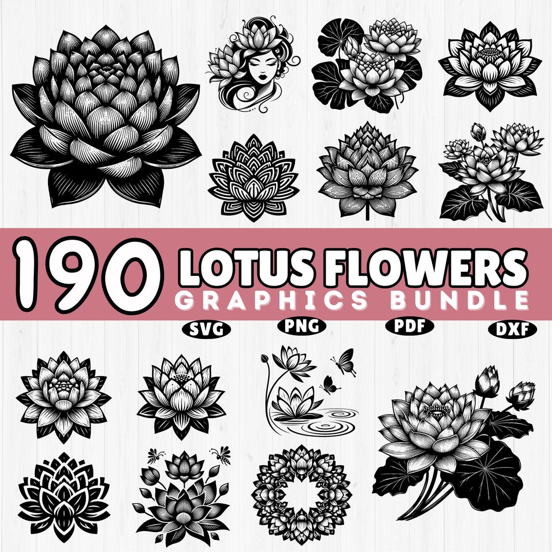 190 Lotus Flower SVG Bundle: Mandala Floral Clipart, Zen Botanical ...