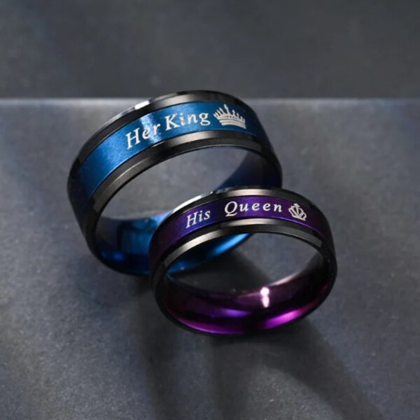 Handmade Premium Her King His Queen Rings couple rings for women men gift him her for women men relationship love trendy matching jewelery