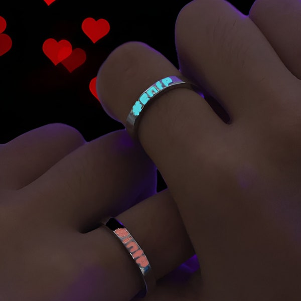 Handmade Premium Glow in the Dark #INTP and #ENFP couple rings gift him her for women men love relationship friendship for  trendy jewelery