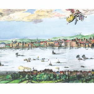 Hand coloured Panorama of London from 1616 image 2