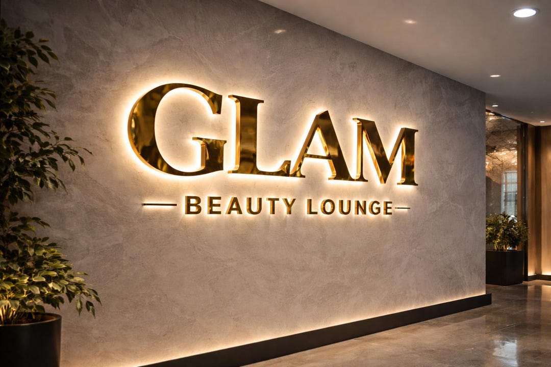 Custom LED Backlit Business Logo Sign, 3D Metal Sign, Business Logo ...