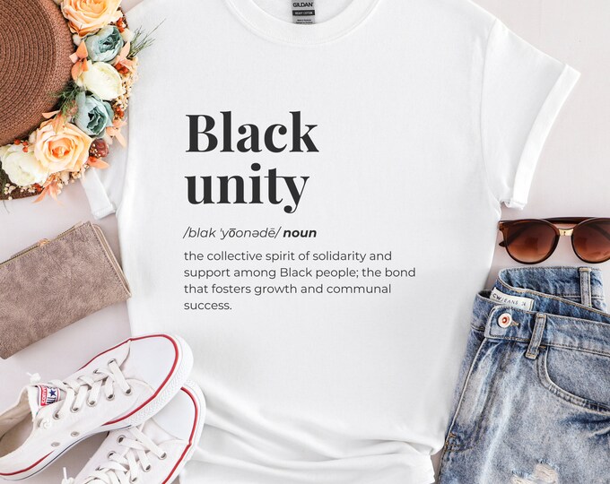 Featured listing image: Black Unity Quote Unisex Softstyle T-Shirt Comfortable, Aesthetic, Tees for Men and Women.