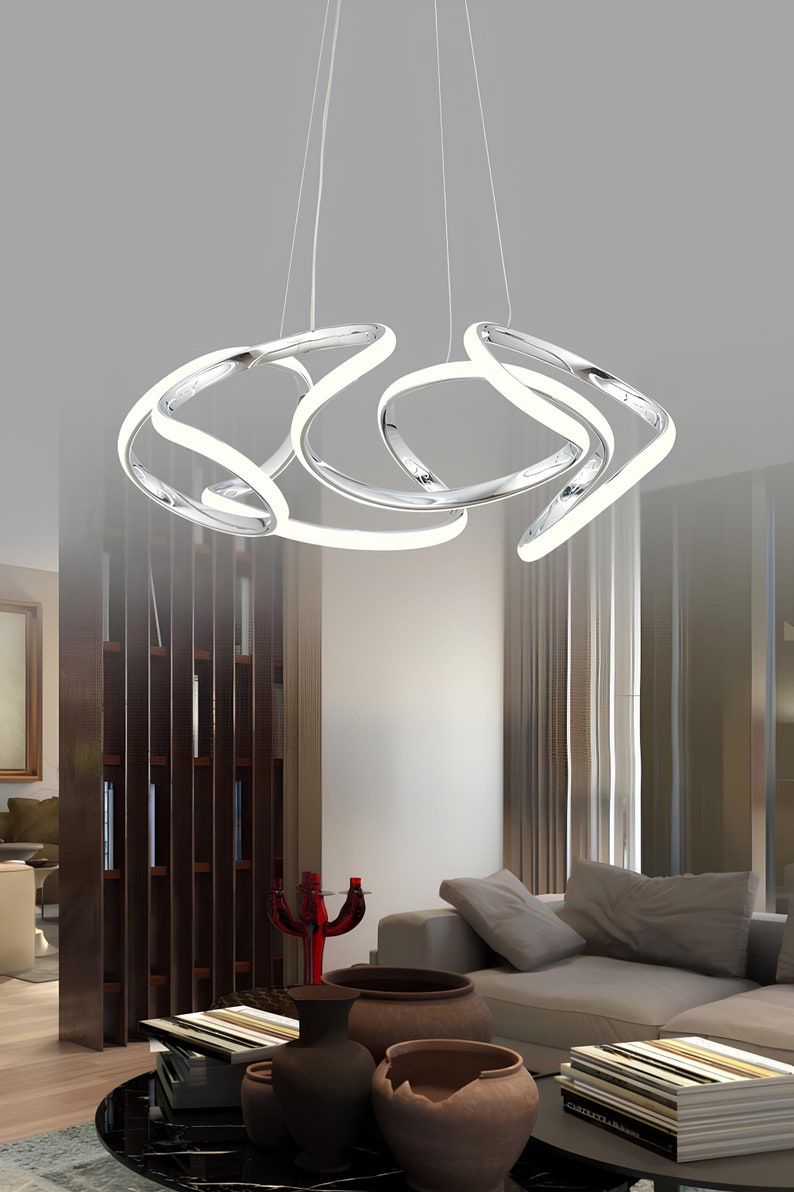 Modern Pendant Led Chandelier Black Gold Silver Luxury Lighting Ceiling Light Dashing Gold Led Chandelier Pendant Lamp Industrial Light Beige