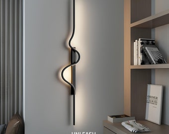 Lampada da Parete a Led Stile Moderno Lampadario Industriale a Led Lampadario a Led 120 cm Lampada da Parete Design Moderno Nero Led Vanity Led Curvo