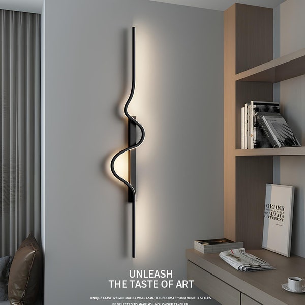 Applique murale LED style moderne lustre industriel LED applique murale LED 120 cm Luminaire mural design moderne noir vanité LED incurvée