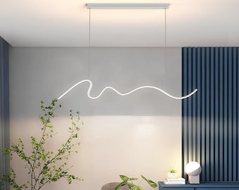 Lustre LED moderne à longueur réglable, éclairage intérieur 120 cm Grand lustre LED suspendu moderne Lustre LED de luxe économe en énergie