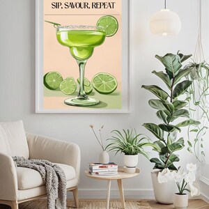 Margarita Wall Art | Tropical Home Decor | Fun Margarita Poster for Kitchen or Bar | Perfect Gift for Margarita Lovers |