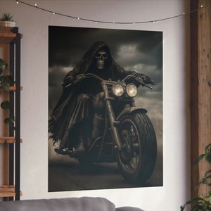 Grim Reaper Motorcycle Unframed Print, Wall Art, Poster Print, Man Cave, Motorbike, Harley-Davidson, Biker, Outlaw, Rock n roll, Heavy metal