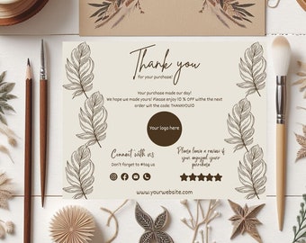 Boho Bliss Thank You Card - Warm Minimalism - Warm Tones -  Subtle Warm Hues - Editable Canva templates for your personal touch - Boho Flair