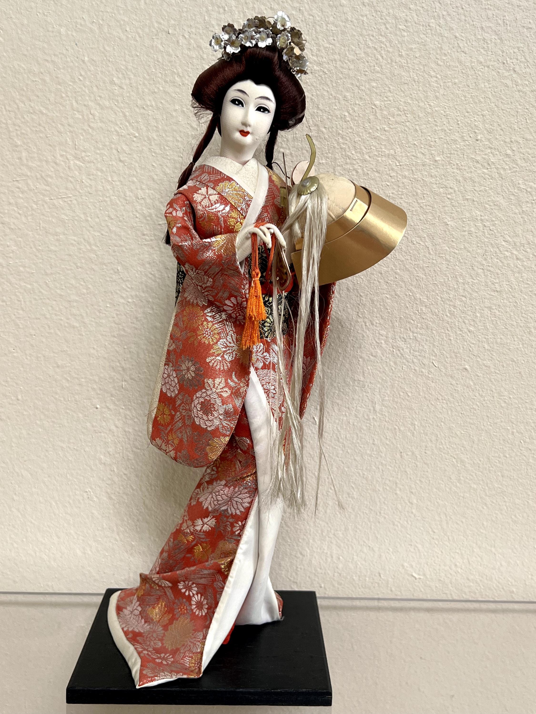 Vintage Kimono Doll 日本人形 着物 立ち姿 RARE FIND Vintage Japanese Geisha 18.5” Tall Doll in Kimono