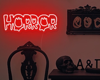 Horror Neon Sign: Gothic Movie Room Decor