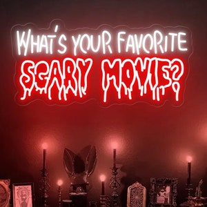 Cartel de "¿Cuál es tu película de terror favorita?", Habitación de películas de terror, Regalo de películas de terror, Decoración temática de películas de terror, Decoración de arte oscuro, Fanáticos de las películas de terror
