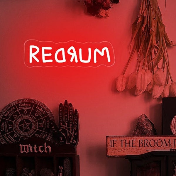 REDRUM Neon Sign | Horror Movie Lover Gift | Horror Neon Decor| Horror Decor Sign | Dark Art Decor| Spooky Sign | Halloween Decor