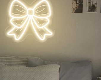 Pink Bow LED Neon Sign: Coquette Room Decor