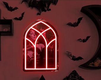 Gothic Cathedral Window Neon Sign: Dark Art Decor