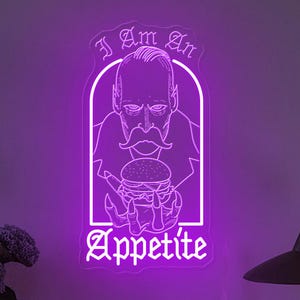 I Am An Appetite Neon Sign | Horror Movie Lover Gift | Horror Neon Decor| Horror Decor Sign | Dark Art Decor| Spooky Sign | Goth Room Decor