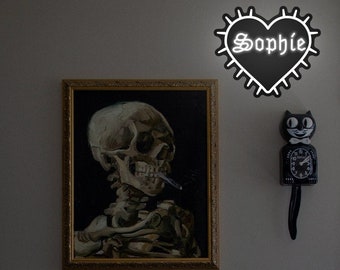 Custom Creepy Name Sign, Witchy Heart Thorns Decor, Custom Name Neon Sign, Gothic Font Old English Sign, Goth Lover Gift