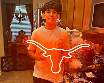 Texas Longhorn Bull Neon Sign| Texas Wall Decor| Longhorns Wall Art|College Dorm Decor| Texas western led light|Texas Gifts| College Mascot