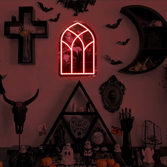 Gothic Cathedral Window Neon Sign: Dark Art Decor