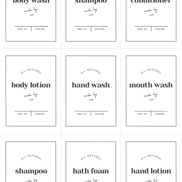 Personalized bath products stikers labels