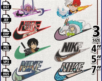 Paquete de 8 diseños de bordado inspirados en personajes de anime, paquete para bordado a máquina, diseños de bordado digital - Descarga instantánea