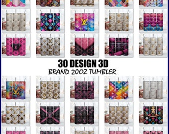 Más de 30 diseños 3D Moda Vaso de lujo 20oz Paquete Png, Vaso de lujo 20oz, Envoltura de vaso completo, Diseños de vasos 20oz Flaco Recto