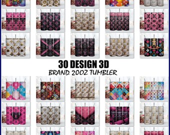 Pacchetto PNG di 30+ design 3D alla moda, bicchiere di lusso da 20 once, bicchiere di lusso da 20 once, avvolgimento completo del bicchiere, design di bicchieri da 20 once skinny dritti