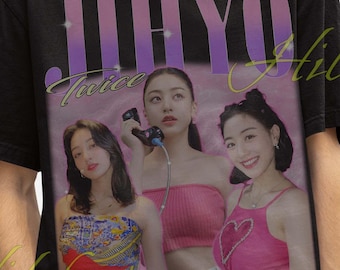 Camiseta de Jihyo Twice, camiseta de Jihyo, camisetas de fans de Momo, merchandising de Jihyo Twice, camiseta vintage de Jihyo, camiseta retro de la gira de cantante coreana Jihyo, camisetas de regalo de Kpop
